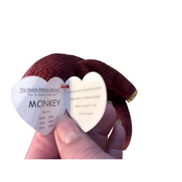 TY Beanie Babies ZODIAC MAROON AND GOLD MONKEY 5" Bean Bag Stuffed Animal - Picture 4 of 5